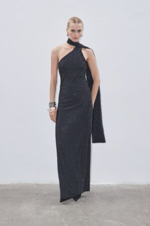 SCARF NECK DRESS BLACK